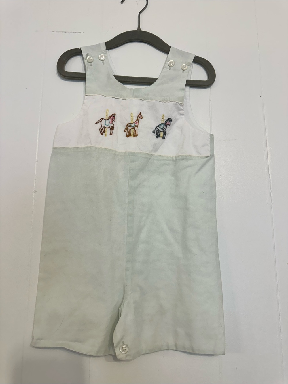 Christian Elizabeth & Co. Light Mint Carousel Embroidered Kids Jon Jon